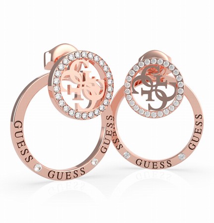 Guess Equilibre Rose Gold 2 Circles Stud Earrings